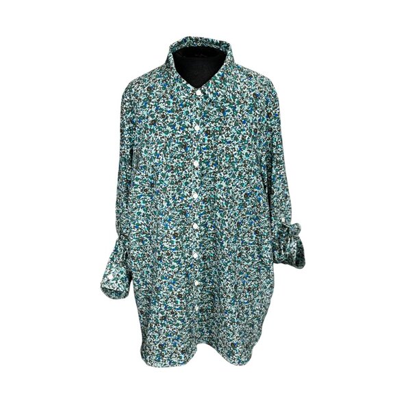Lands' End Tops - Lands End Womens Plus Size Floral Button-Down Shirt 1X 16W-18W